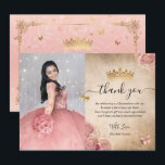 Elegant Blush Pink Rose and Gold Quinceanera Photo Thank You Card<br><div class="desc">Create your own elegant and unique photo thank you cards with this easy to use DIY template, allowing you to personalize them with your picture and text. Featuring original floral artwork by Raphaela Wilson, the fairy tale design highlights soft watercolor roses in delicate shades of blush pink and rose gold,...</div>