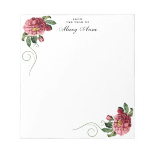 Elegant Blush Pink Rose Flowers Personalized Notepad