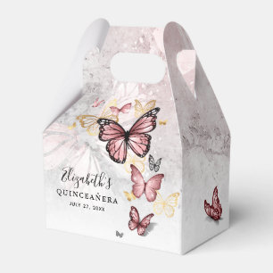 Elegant Blush Pink Rose Gold Butterfly Template Favor Box