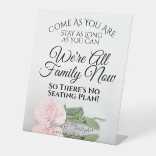 Elegant Blush Pink Rose Open Seating Wedding Pedestal Sign