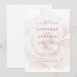 Elegant Blush Pink Rose Watercolor Floral Wedding Invitation