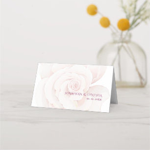 Elegant Blush Pink Rose Watercolor Floral Wedding Place Card