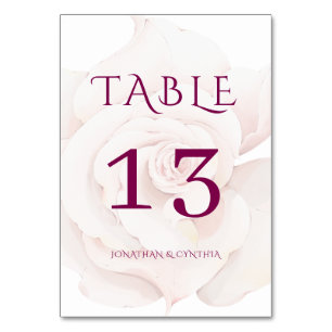 Elegant Blush Pink Rose Watercolor Floral Wedding Table Number