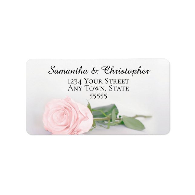Elegant Blush Pink Rose Wedding Address Label (Front)