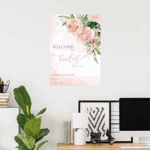 Elegant blush pink roses bridal shower welcome sig poster