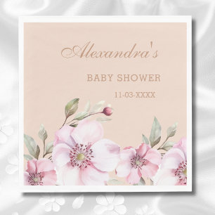 Elegant Blush Pink Roses Floral Baby Shower Napkin