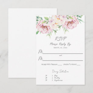 Elegant Blush Pink Roses Floral Wedding RSVP Card