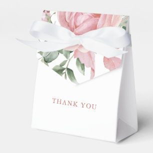 Elegant Blush Pink Roses Thank You Favor Box