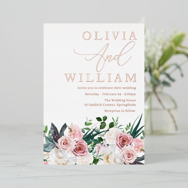 Elegant Blush Pink Roses Wedding Rose Gold (Standing Front)