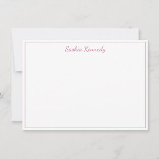 Elegant Blush Pink Script Border Personalized Card