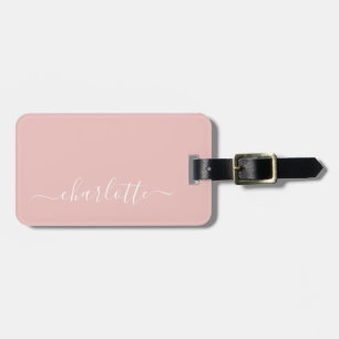 Elegant Blush Pink Script Name Personalized Luggage Tag