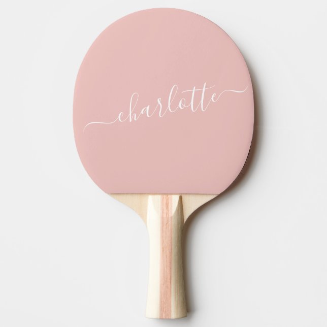 Elegant Blush Pink Script Name Personalized Ping Pong Paddle (Front)
