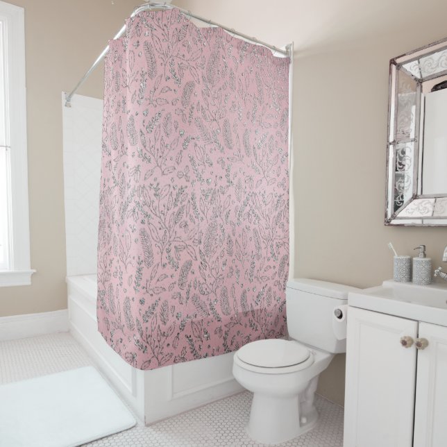 Elegant Blush Pink Silver Glitter Holiday Pattern (In Situ)