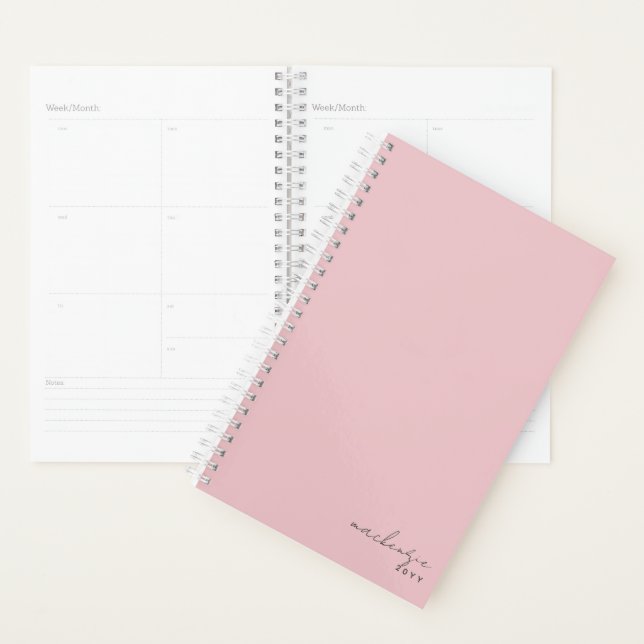 Elegant Blush Pink Simple Minimalist Personalized Planner (Display)