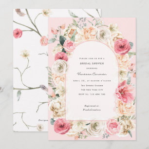 Elegant blush pink spring garden bridal shower invitation