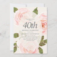 Elegant Blush Pink Springtime Floral 40th Birthday