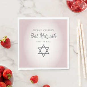 Elegant Blush Pink Star of David Bat Mitzvah  Napkin