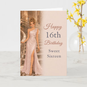 Elegant Blush Pink Sweet 16 Birthday Party Card