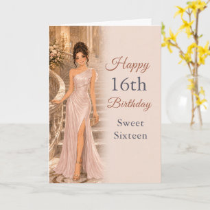 Elegant Blush Pink Sweet 16 Birthday Party Card