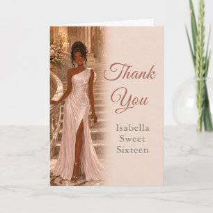 Elegant Blush Pink Sweet 16 Thank You Card