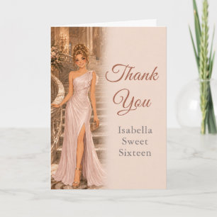 Elegant Blush Pink Sweet 16 Thank You Card
