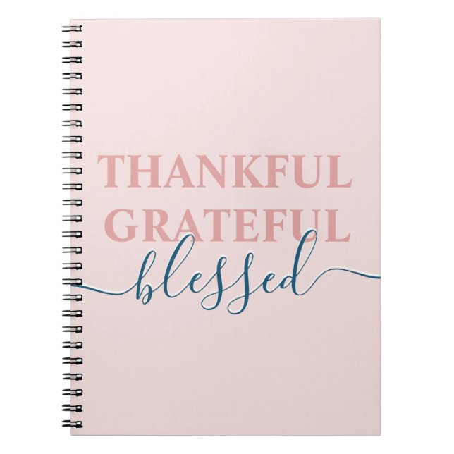 Elegant blush pink thankful grateful blessed notebook (Front)