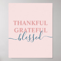 Elegant blush pink thankful grateful blessed
