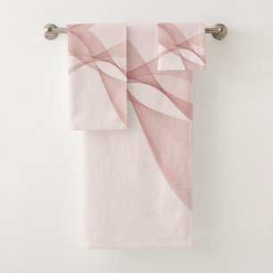 Elegant Blush Pink Translucent Wave Summer Bath Towel Set