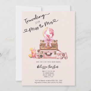 Elegant Blush Pink Travel Adventure Bridal Shower Invitation