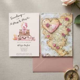 Elegant Blush Pink Travel Adventure Bridal Shower Invitation