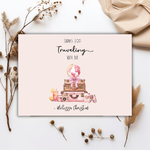 Elegant Blush Pink Travelling Bridal Shower Thank You Card