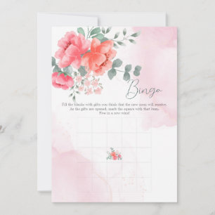 Elegant blush pink watercolor baby bingo game invitation