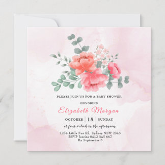 Elegant blush pink watercolor baby shower