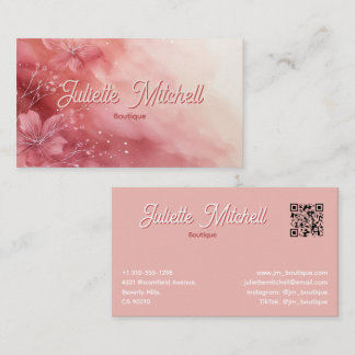 Elegant Blush Pink Watercolor Floral Business Card