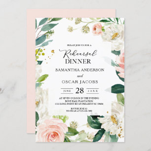 Elegant Blush Pink Watercolor Floral Frame Invitation