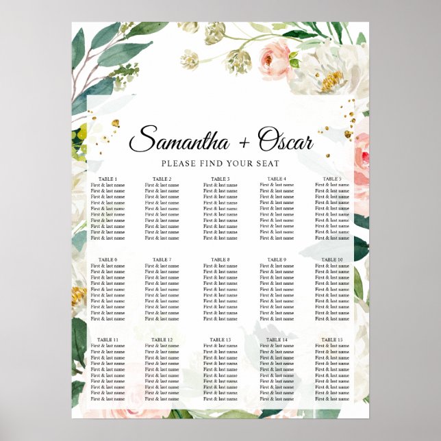 Elegant Blush Pink Watercolor Floral Frame Poster (Front)