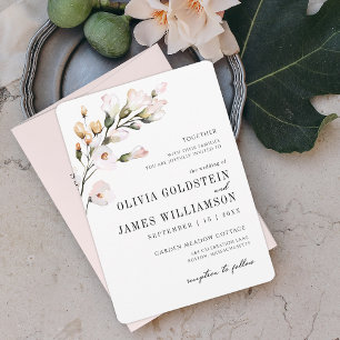 Elegant Blush Pink Watercolor Floral Wedding Invitation
