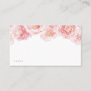 Elegant blush pink watercolor floral wedding place card