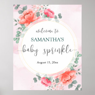 Elegant Blush pink watercolor flower welcome sign 
