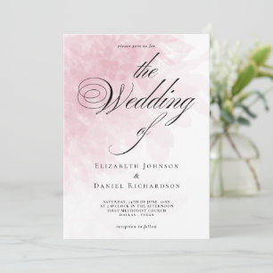 Elegant Blush Pink Watercolor Wedding Invitation