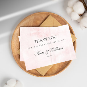 Elegant Blush Pink Watercolor - Wedding Thank You Card