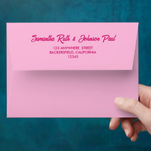 Elegant Blush Pink Wedding Envelope Return Address
