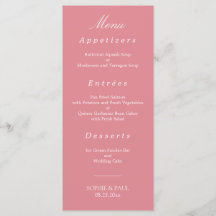 Elegant Blush Pink Wedding Menu