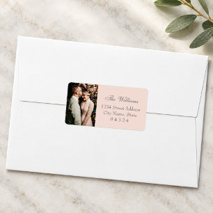 Elegant Blush Pink Wedding Photo Address Label
