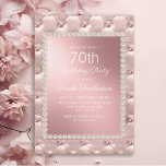 Elegant Blush Pink White 70th Birthday Party Invitation<br><div class="desc">Elegant and chic,  decorative metallic blush pink and white 70th birthday party invitation for women.  Designed with beautiful white pearls and the look of tufted material.</div>