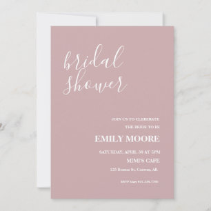 Elegant blush pink white calligraphy bridal shower invitation