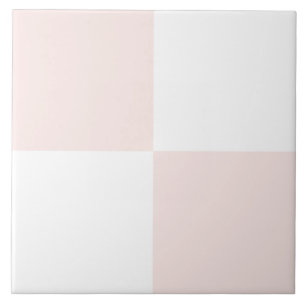Elegant Blush Pink White Checkered Ceramic Tile