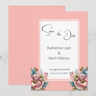 Elegant Blush Pink White Floral Wedding Invitation