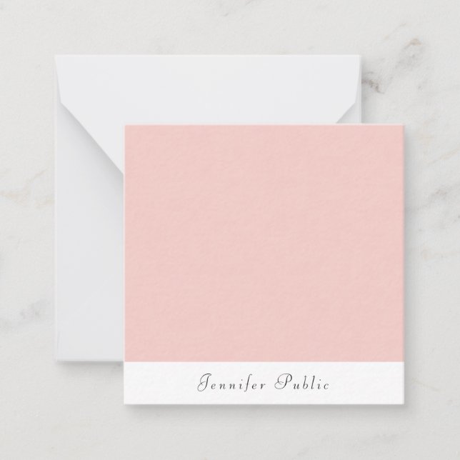 Elegant Blush Pink White Handwritten Modern Card (Front)