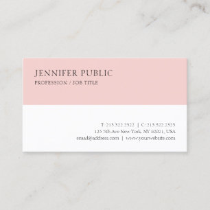 Elegant Blush Pink White Simple Template Modern Business Card
